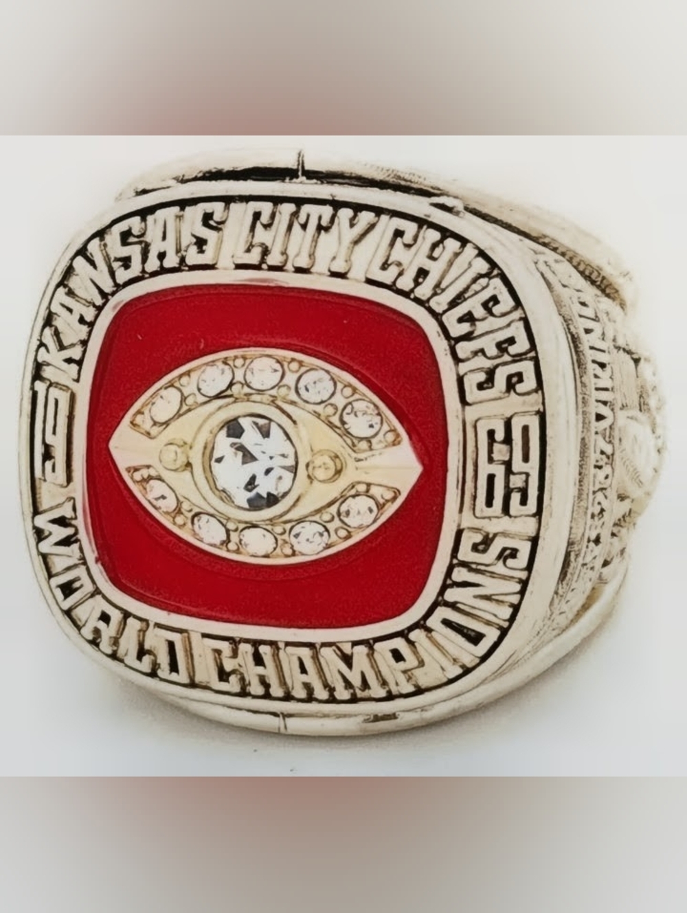 1969 KANSAS CITY CHIEFS (DAWSON) SIZE 11 CHAMPIONSHIP HAND MADE RING w/RING BOX